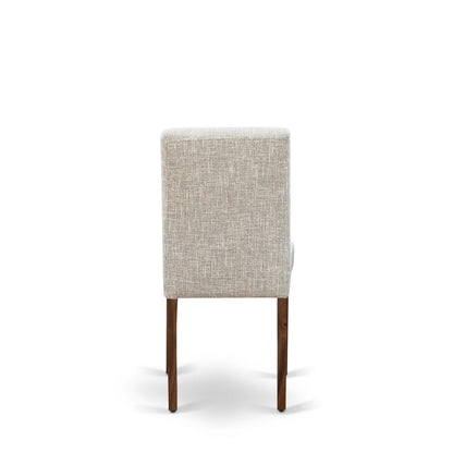 EAST WEST FURNITURE - CNAB5-NN-35 - 5-Pc Dining Table Set- 4 Dining Chairs and Rectangular Dining Table - Doeskin Linen Fabric Seat and High Chair Back (Antique Walnut Finish)