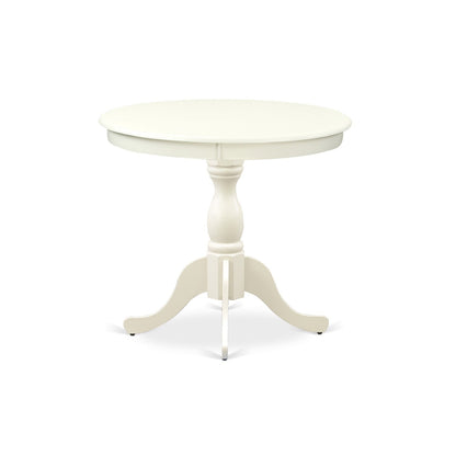 EAST WEST FURNITURE - AMVA5-LWH-W - 5-Pc Dinette Set- 4 dining room chairs and Modern dining room table - Wooden Seat and Slatted Chair Back (linen white Finish)