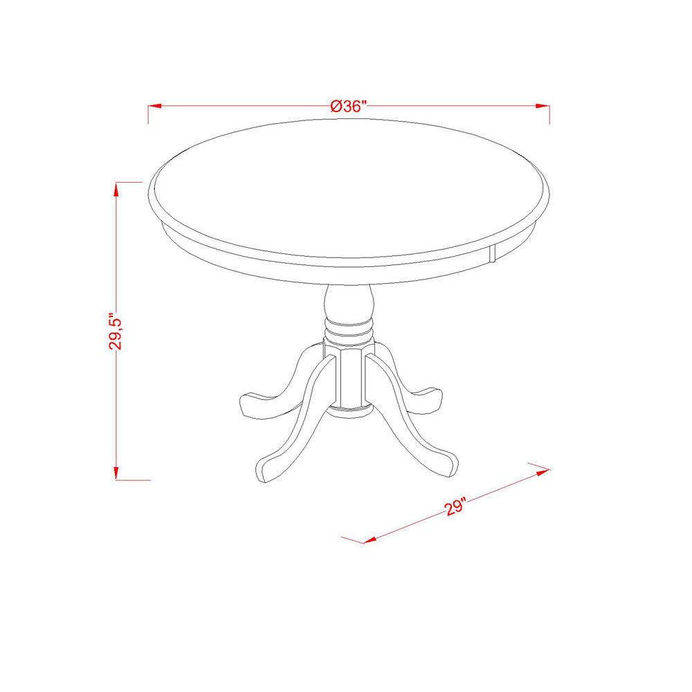 EAST WEST FURNITURE - ANVE3-LWH-15 - 3 Pc Dining Room Set - 2 Baby Blue Linen Fabric Dining Chairs with High Back and 1 Removable leaf Dining Room Table - linen white Finish