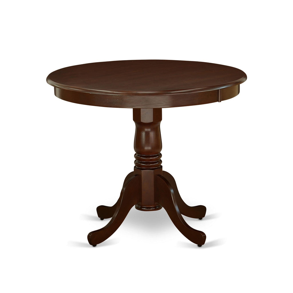 EAST WEST FURNITURE - ANDL5-MAH-W - 5-Piece Dining Room Table Set- 4 Wooden Chairs and Kitchen Table - Wooden Seat and Slatted Chair Back - Mahogany Finish