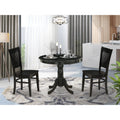 EAST WEST FURNITURE - ANVA3-BLK-W - 3-Piece Dining Room Set- 2 Kitchen Chair and Modern dining room table - Wooden Seat and Slatted Chair Back (Black Finish)