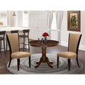 EAST WEST FURNITURE - ANVE3-MAH-47 - 3 Pc Kitchen Dining Set - 2 Light Sable Linen Fabric Parson Dining Chairs with High Back and 1 Modern Kitchen Table - Mahogany Finish