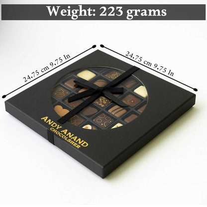 Andy Anand Gourmet Velvet Belgian Chocolate Bonbons Gift Box, 25 pc – Assorted Bon Bon Collection, European Craftsmanship, Birthday & Holiday Gift