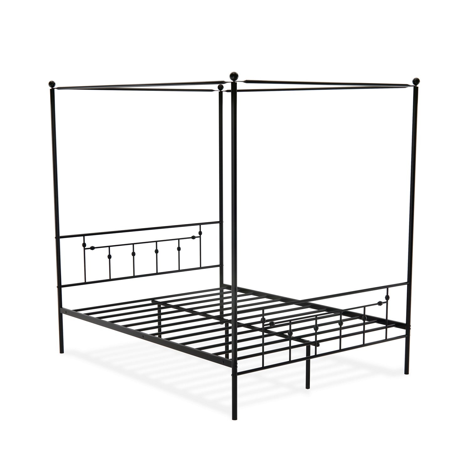 EAST WEST FURNITURE - ATQCBLK - Anniston Canopy Bed with Deluxe Style Headboard and Footboard - Luxurious Metal Frame in Powder Coating Black