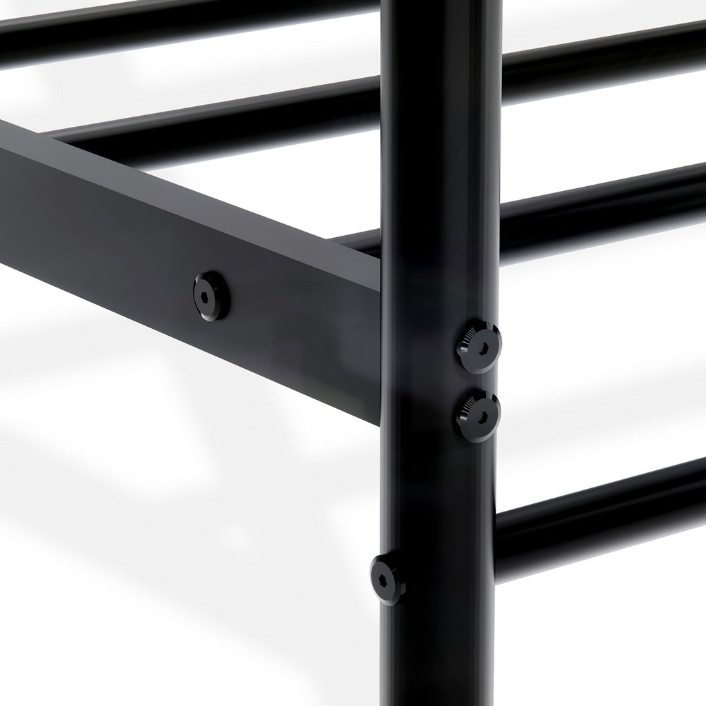 EAST WEST FURNITURE - ATQCBLK - Anniston Canopy Bed with Deluxe Style Headboard and Footboard - Luxurious Metal Frame in Powder Coating Black