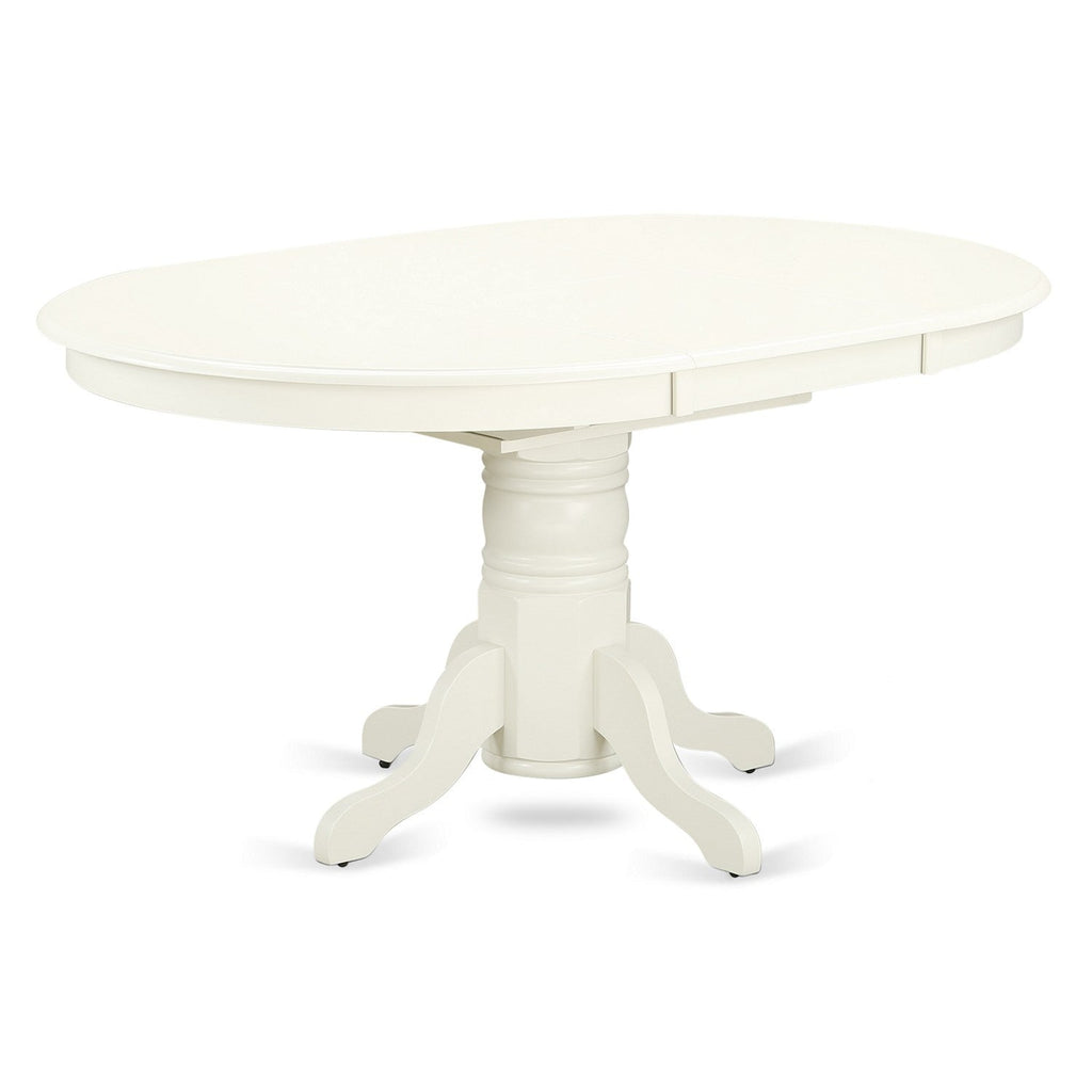 EAST WEST FURNITURE - AVVE7-LWH-15 - 7 Piece Dining Room Table Set - 6 Baby Blue Linen Fabric Dining Room Chairs with High Back and 1 Oval Dining Table - Removable leaf - linen white Finish