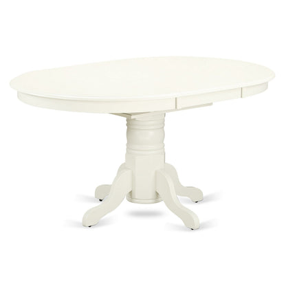 EAST WEST FURNITURE - AVVA5-LWH-W - 5-Piece Modern Dining Set- 4 Mid Century Chair with Wooden Seat and Slatted Chair Back - Removable leaf Oval Dining Table - linen white Finish
