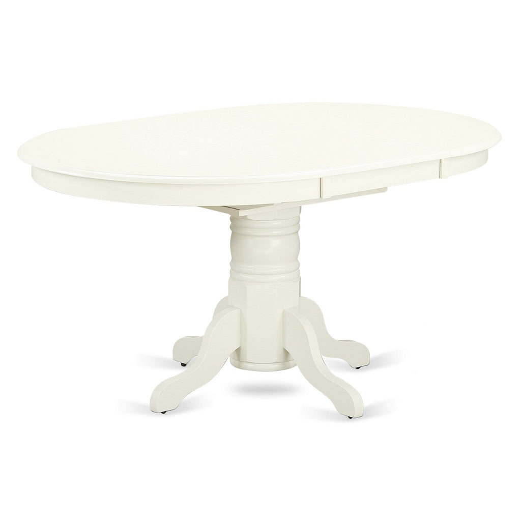 EAST WEST FURNITURE - AVVE7-LWH-15 - 7 Piece Dining Room Table Set - 6 Baby Blue Linen Fabric Dining Room Chairs with High Back and 1 Oval Dining Table - Removable leaf - linen white Finish