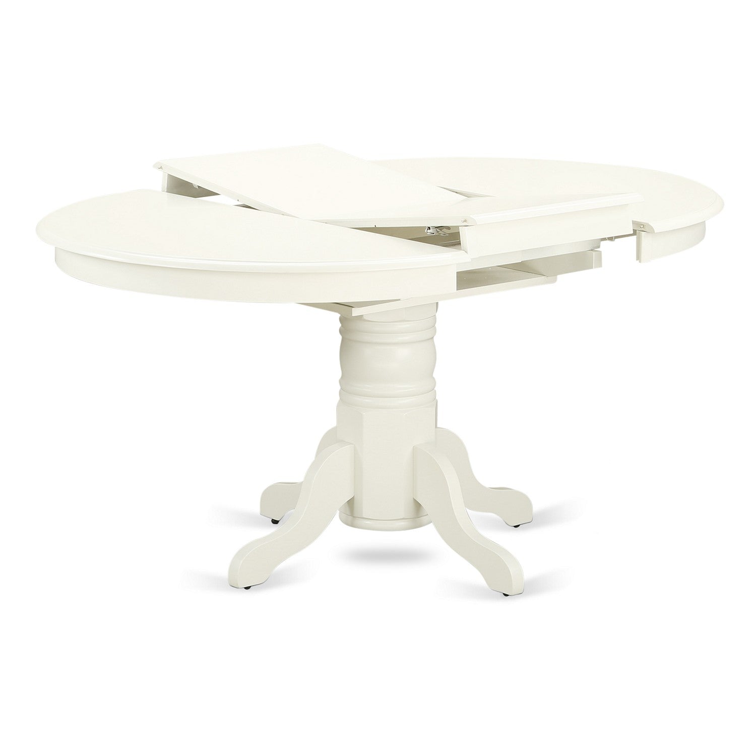 EAST WEST FURNITURE - AVVA5-LWH-W - 5-Piece Modern Dining Set- 4 Mid Century Chair with Wooden Seat and Slatted Chair Back - Removable leaf Oval Dining Table - linen white Finish