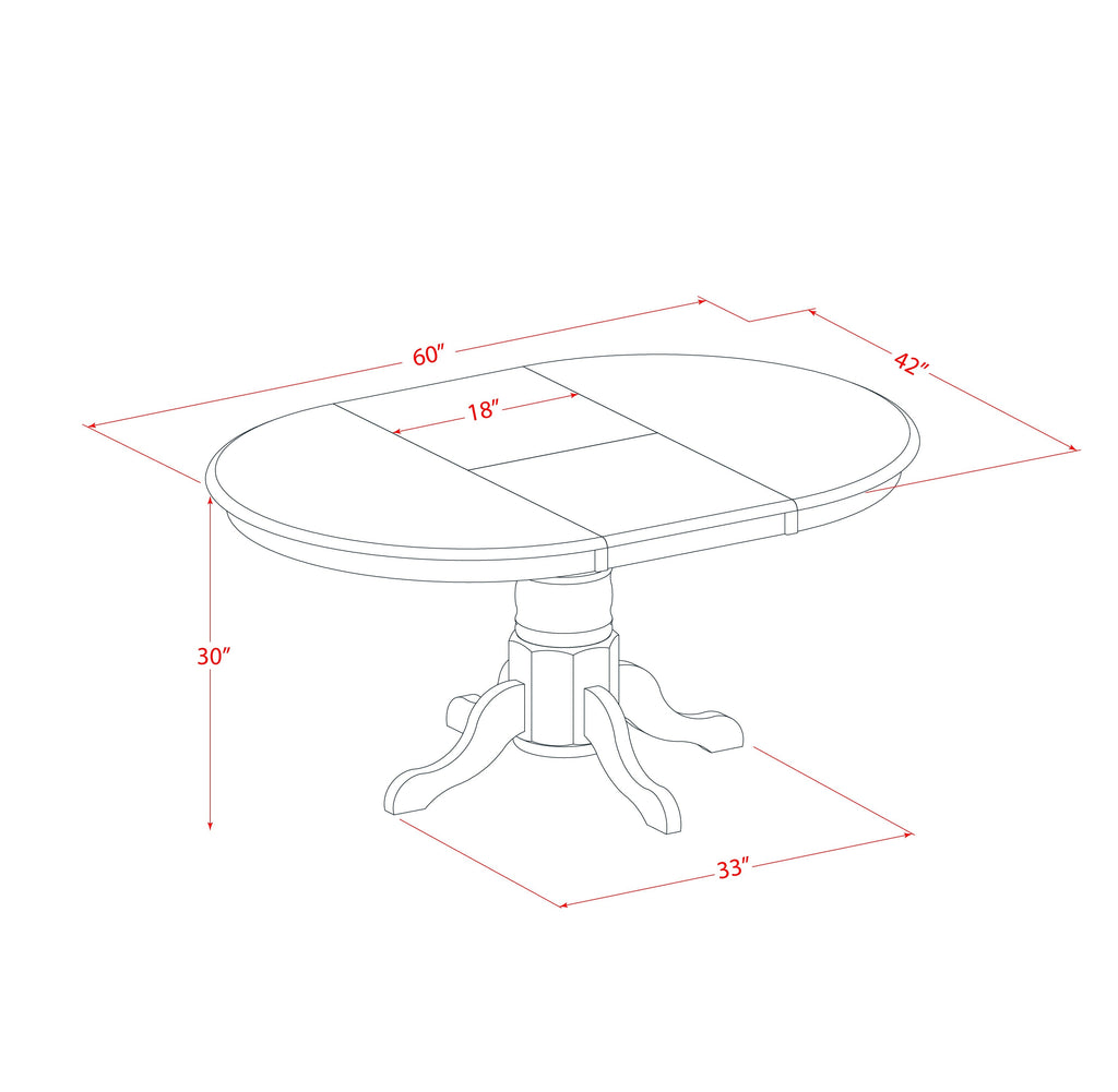 EAST WEST FURNITURE - AVVA7-LWH-C - 7-Piece Dining Table Set- 6 Dining Chairs with Linen Fabric Seat and Slatted Chair Back - Removable leaf Modern Oval Dining Table - linen white Finish