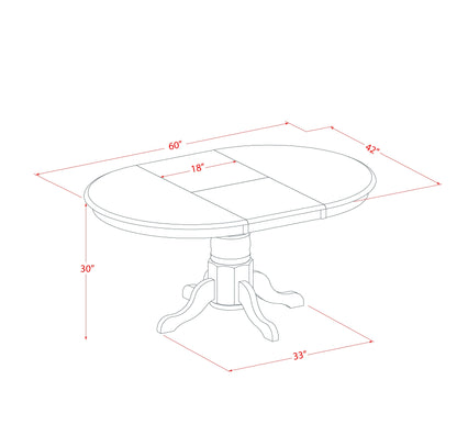 EAST WEST FURNITURE - AVVA7-LWH-C - 7-Piece Dining Table Set- 6 Dining Chairs with Linen Fabric Seat and Slatted Chair Back - Removable leaf Modern Oval Dining Table - linen white Finish