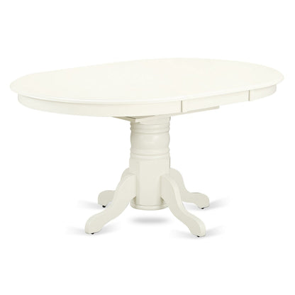 EAST WEST FURNITURE - AVVA5-LWH-C - 5-Pc Dinette Room Set- 4 Mid Century Dining Chairs with Linen Fabric Seat and Slatted Chair Back - Removable leaf Wood Dining Table - linen white Finish