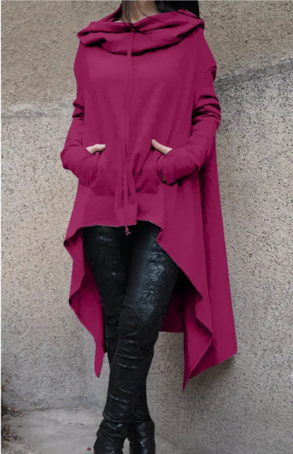 Solid Color Long Hooded Sweatshirt