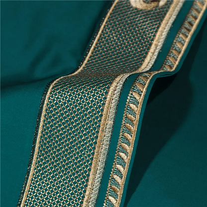 Anahi Embroidered Motif Border Egyptian Cotton Bedding Set | 3CARATS