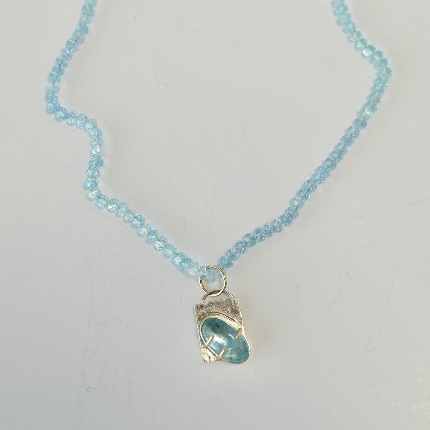 Aquamarine Charm Necklace 14K Gold