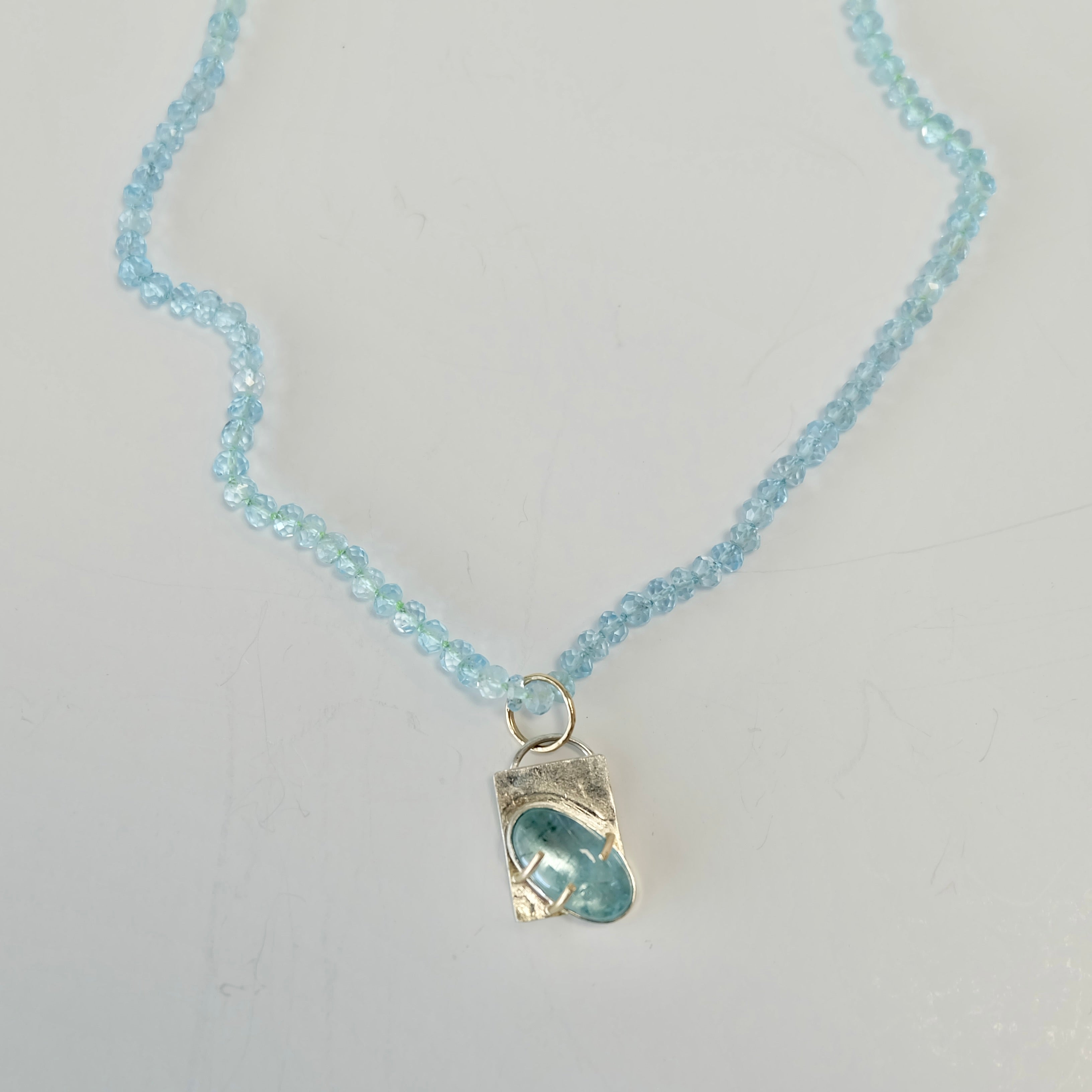 Aquamarine Charm Necklace 14K Gold