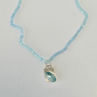 Aquamarine Charm Necklace 14K Gold