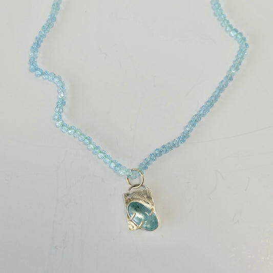 Aquamarine Charm Necklace 14K Gold