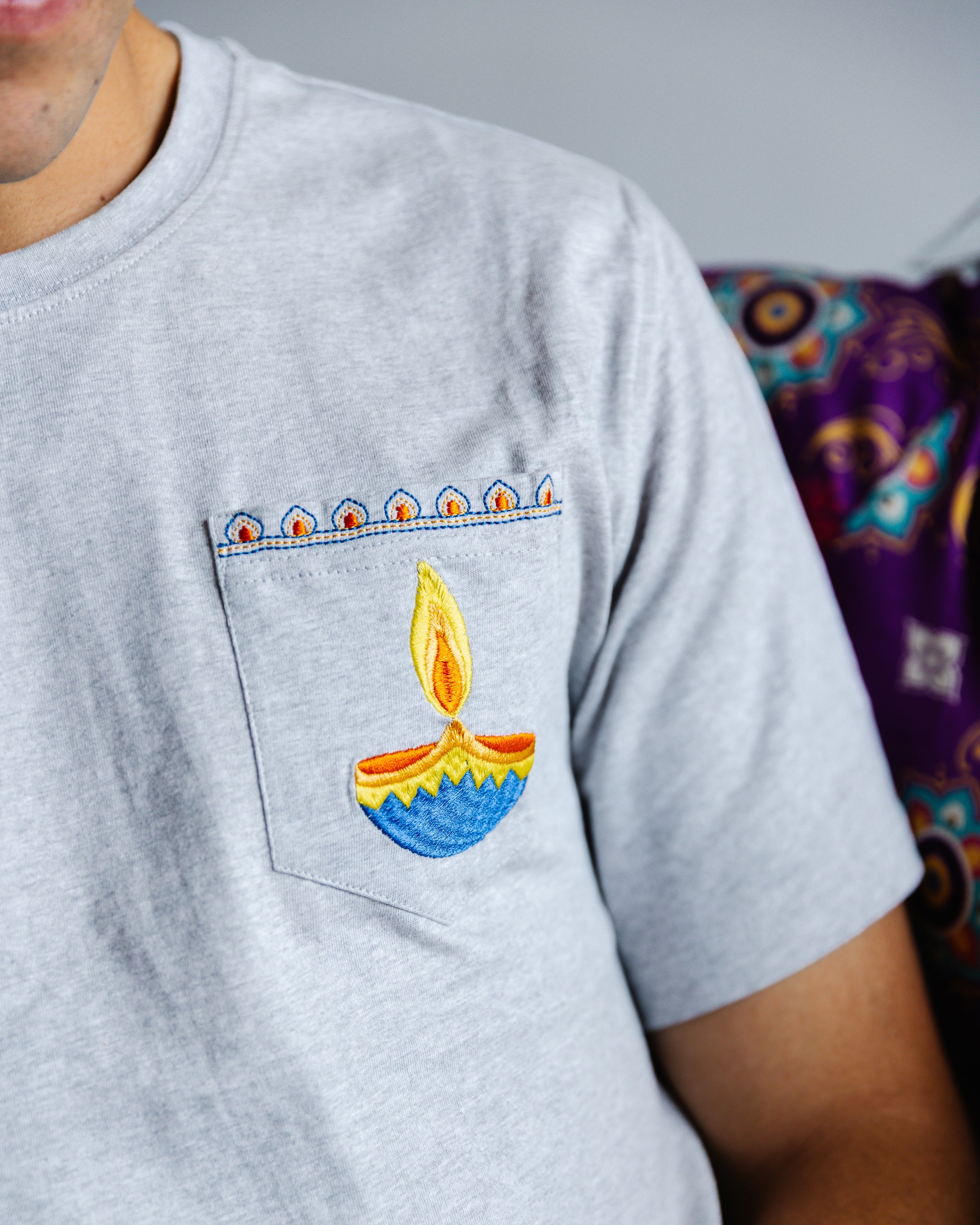 Adult Short Sleeve Pocket Tee – Blue Diya