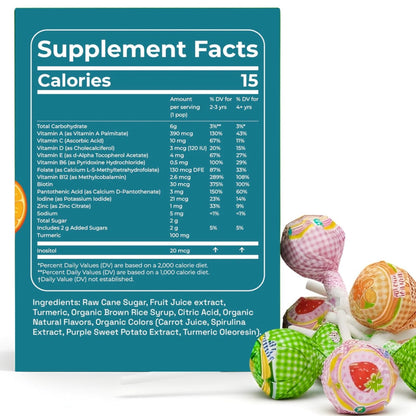 Andy Anand  Multivitamin Lollipops, 29 ct, 8.8 oz – Real Fruit Juice, Keto, Kids Multivitamin Support, Birthday & Holiday Gift