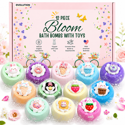 EvolutionUSA 12pc Bloom Bath Bombs with Toys