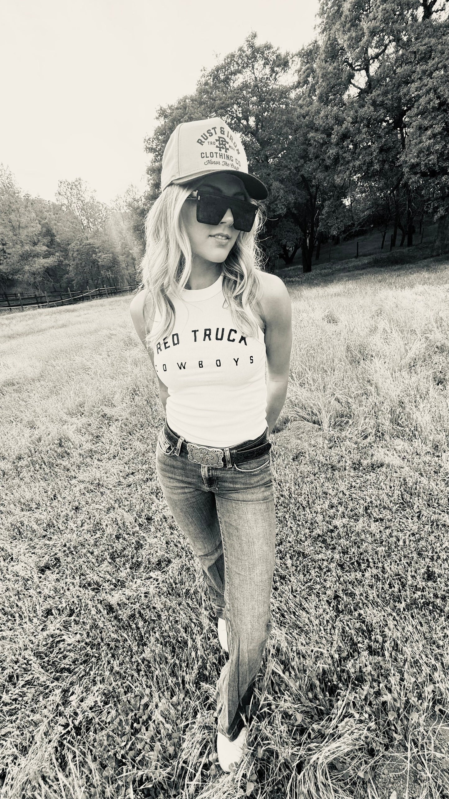 Women’s Varsity Tank-
Red Truck Cowboys