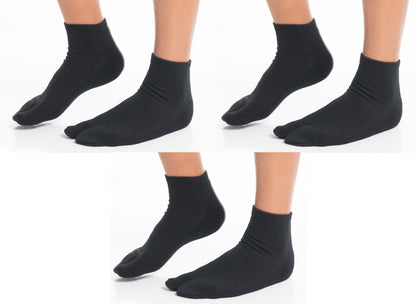 V-Toe Thicker Big Toe Flip Flop Tabi Cotton Blend Mini Crew - 3 Pairs