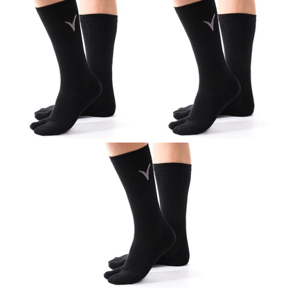 V-TOE Split-Toe Tabi Thicker Athletic Cotton Blend Socks - 3 Pairs