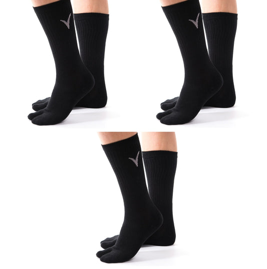 V-TOE Split-Toe Tabi Thicker Athletic Cotton Blend Socks - 3 Pairs
