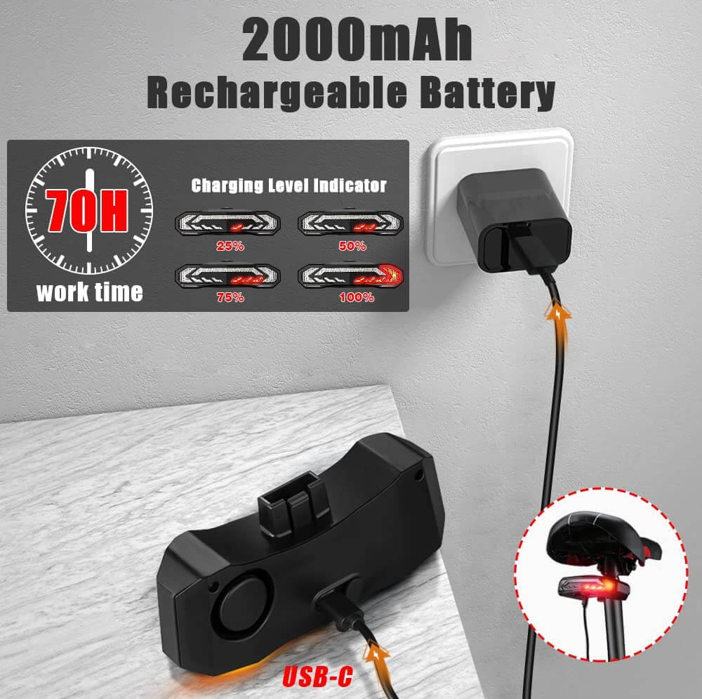 Smart Bike Tail Light | Turn Signals | Alarm Kit w/Remote Control
