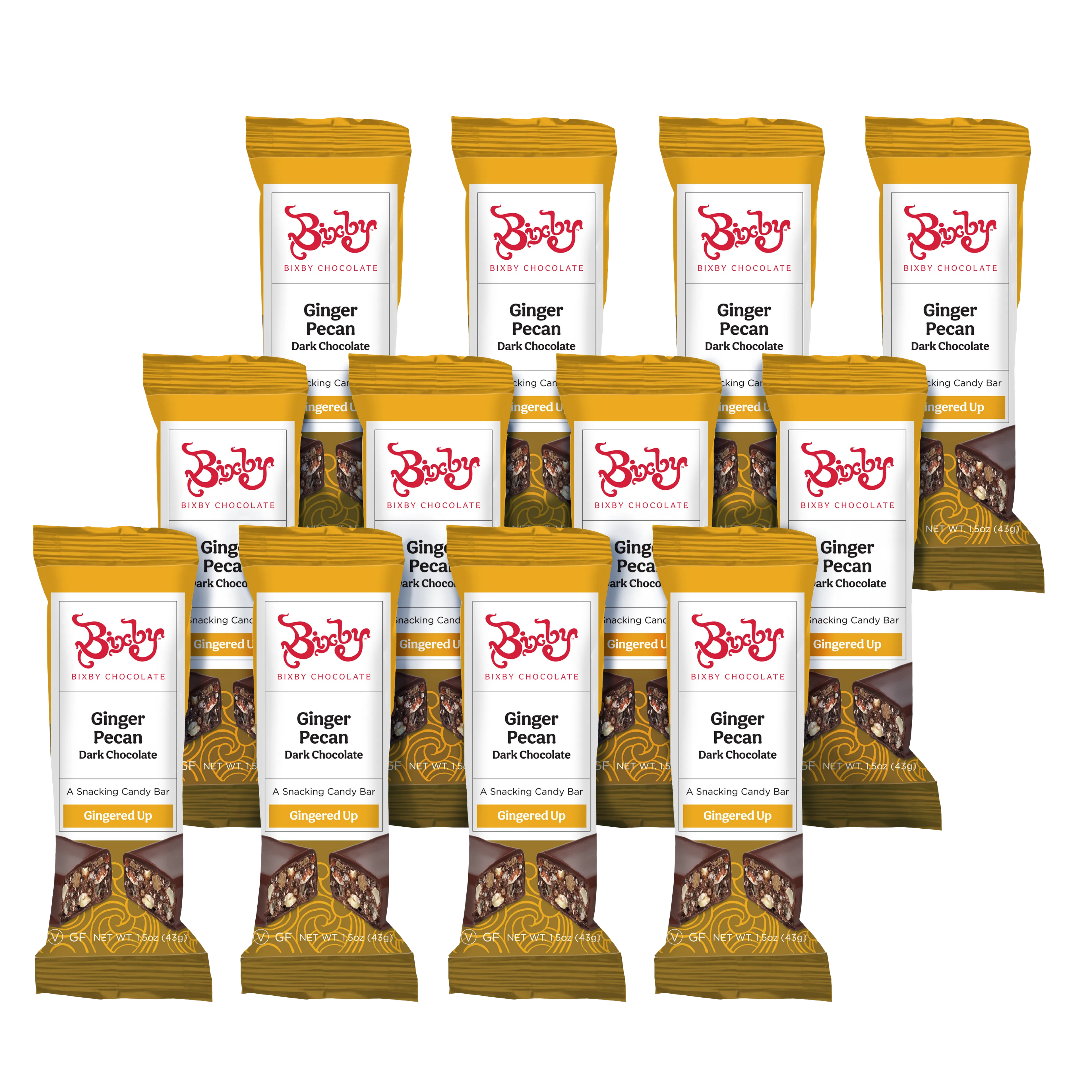 Gingered Up® - Dark Chocolate + Crystalized Ginger & Pecan (Vegan)