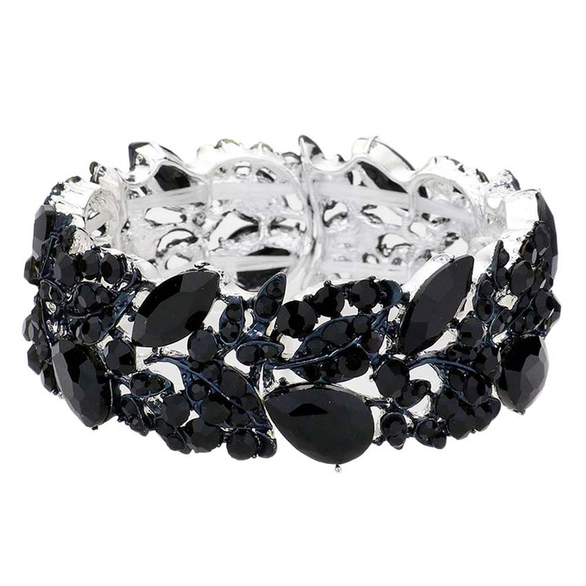 Teardrop Marquise Stone Cluster Stretch Evening Bracelet
