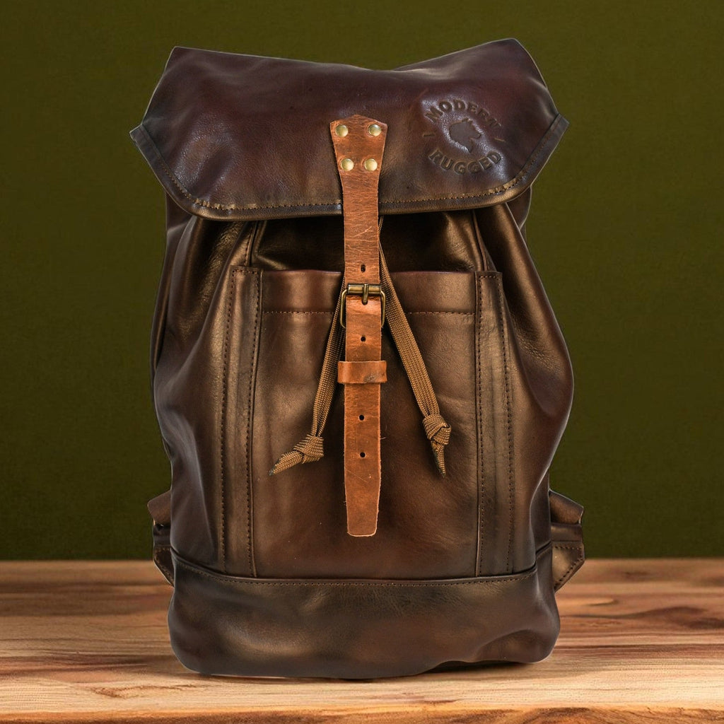 Bovine Leather Single Strap Backpack - Brown