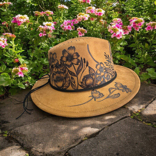 Flower Garden- Burned Small Brim Fedora