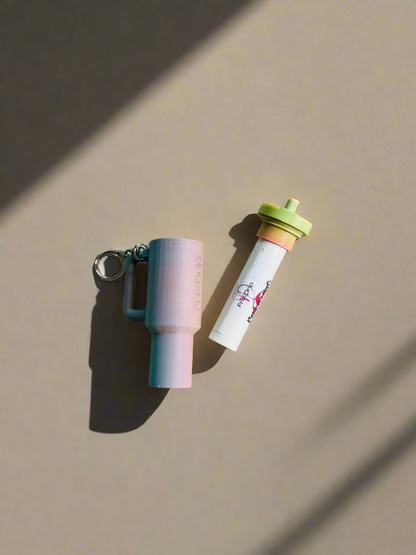 Tumbler Style Lip Balm Holder Keychain