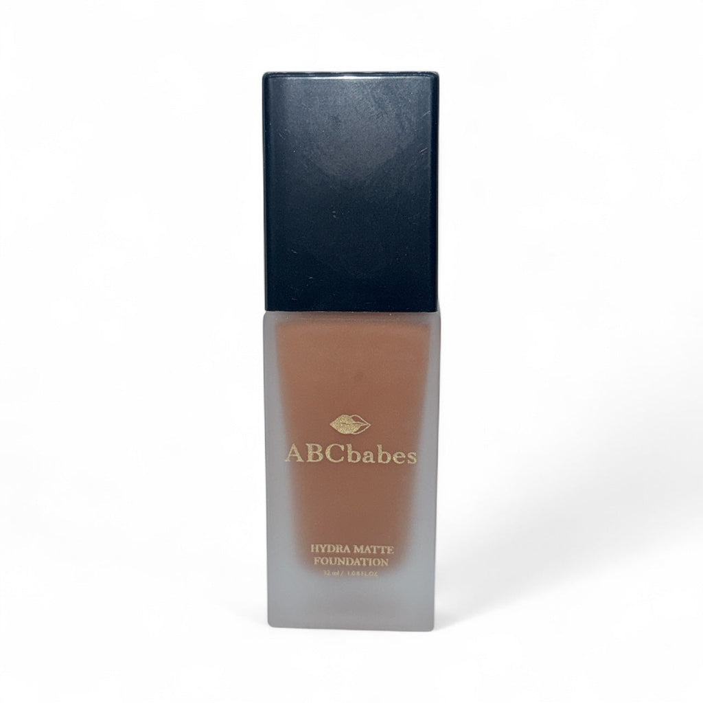 ABCbabes deep rich tan shade with neutral undertones with hydra matte finish liquid foundation