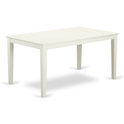 EAST WEST FURNITURE - CAVE5-LWH-15 - 5 Piece Dining Table Set - 4 Baby Blue Linen Fabric Dining Chairs with High Back and 1 Wooden Dining Table - linen white Finish