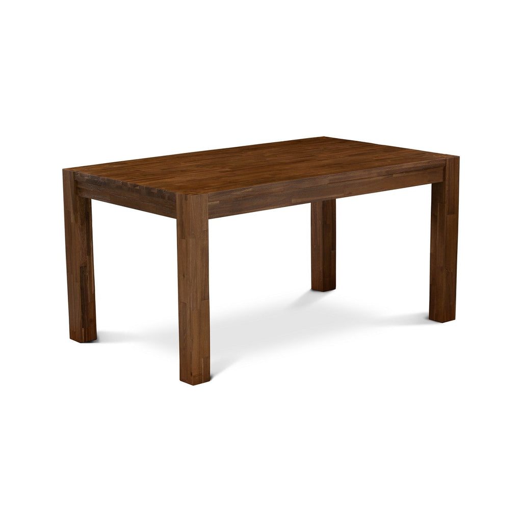 EAST WEST FURNITURE - CNAB7-NN-35 - 7-Pc Dining Room Set- 6 Dining Padded Chairs and dining table - Doeskin Linen Fabric Seat and High Chair Back (Antique Walnut Finish)