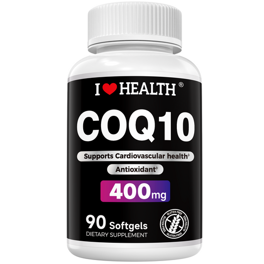 CoQ10 400mg Softgels - 90 Count | Supports Heart Health, Energy & Cellular Function | Soy-Based CoQ10 Supplement by I Love Health | 45 Servings