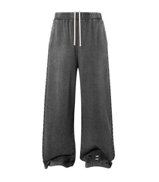 CHARCOAL DISTRESSED SWEATPANTS