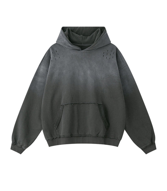 GREY DISTRESSED HOODIE