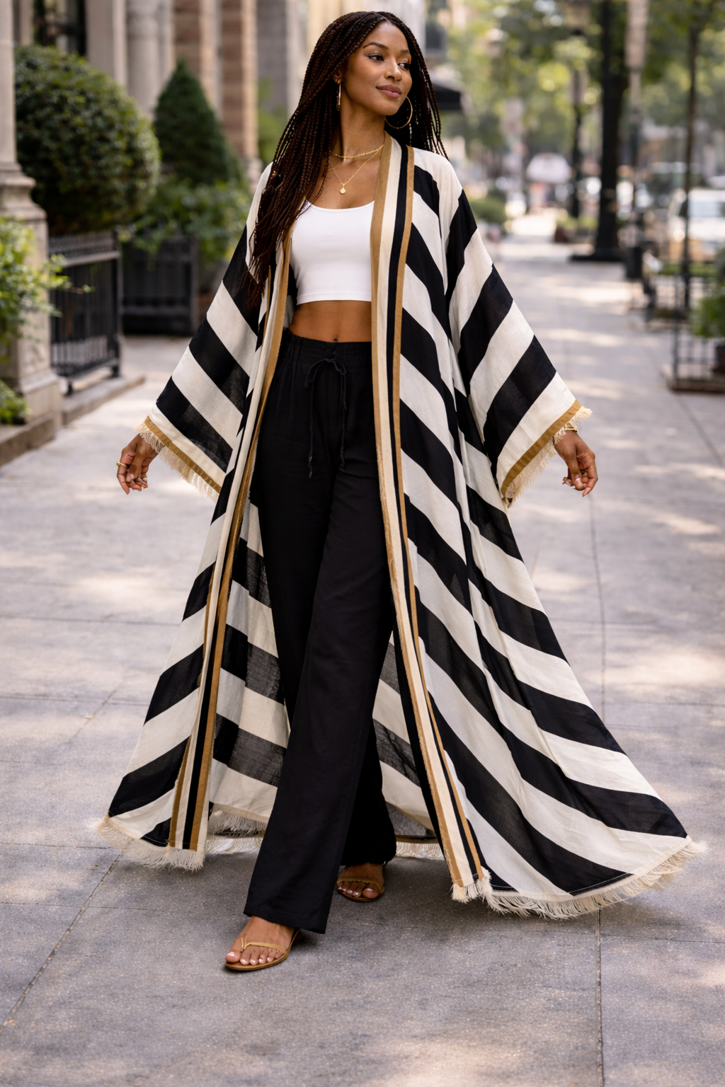 Timeless Chic Striped Kimono