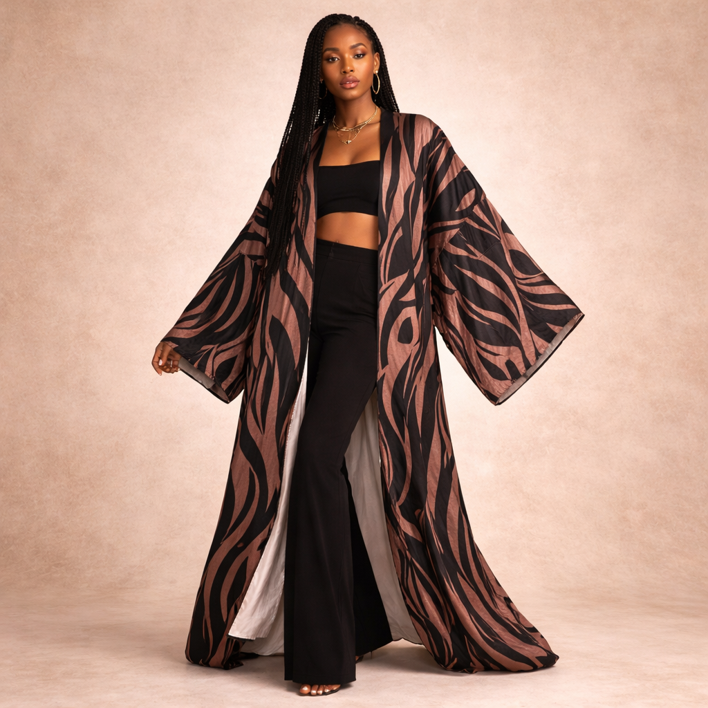 Mocha Rhythm Kimono