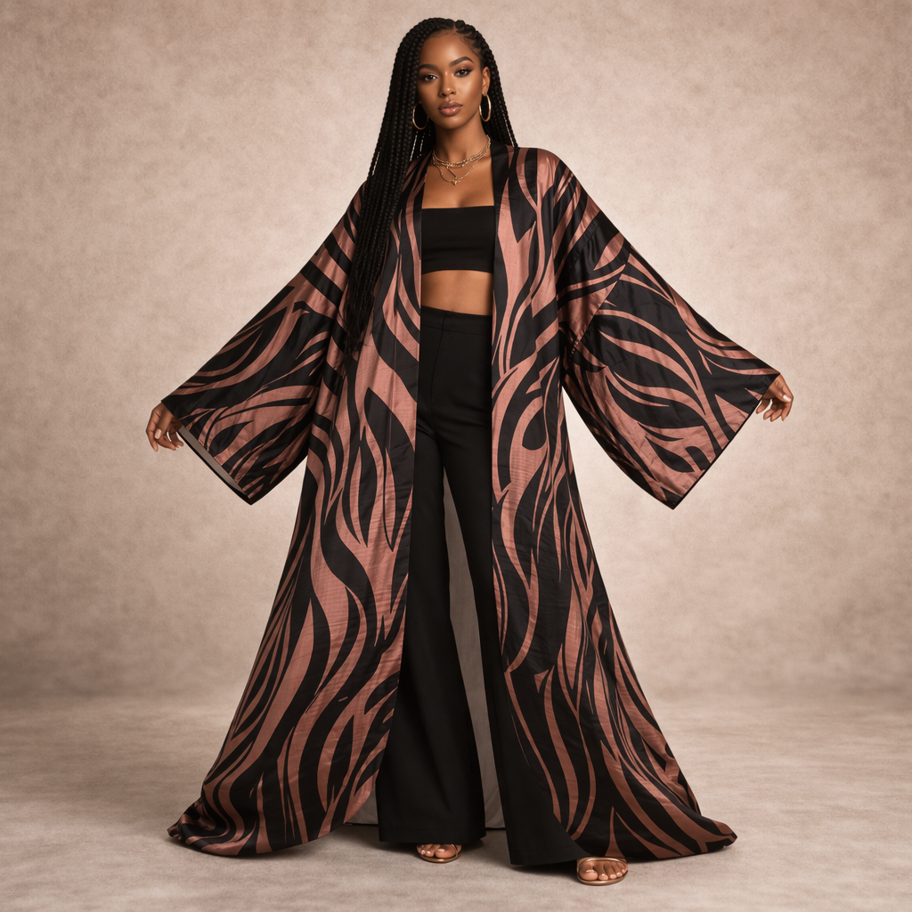 Mocha Rhythm Kimono