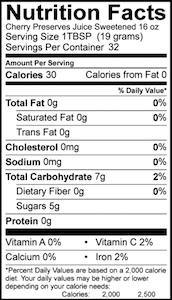 Cherry Preserve Juice Sweetened 16 oz