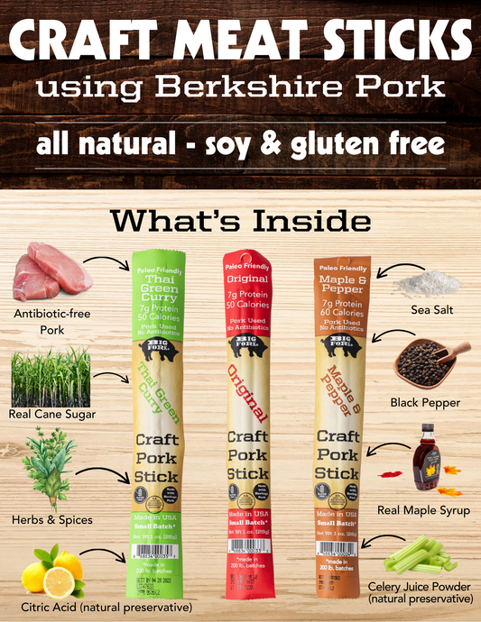Craft Pork Snack Stick Sampler (3 sticks total)