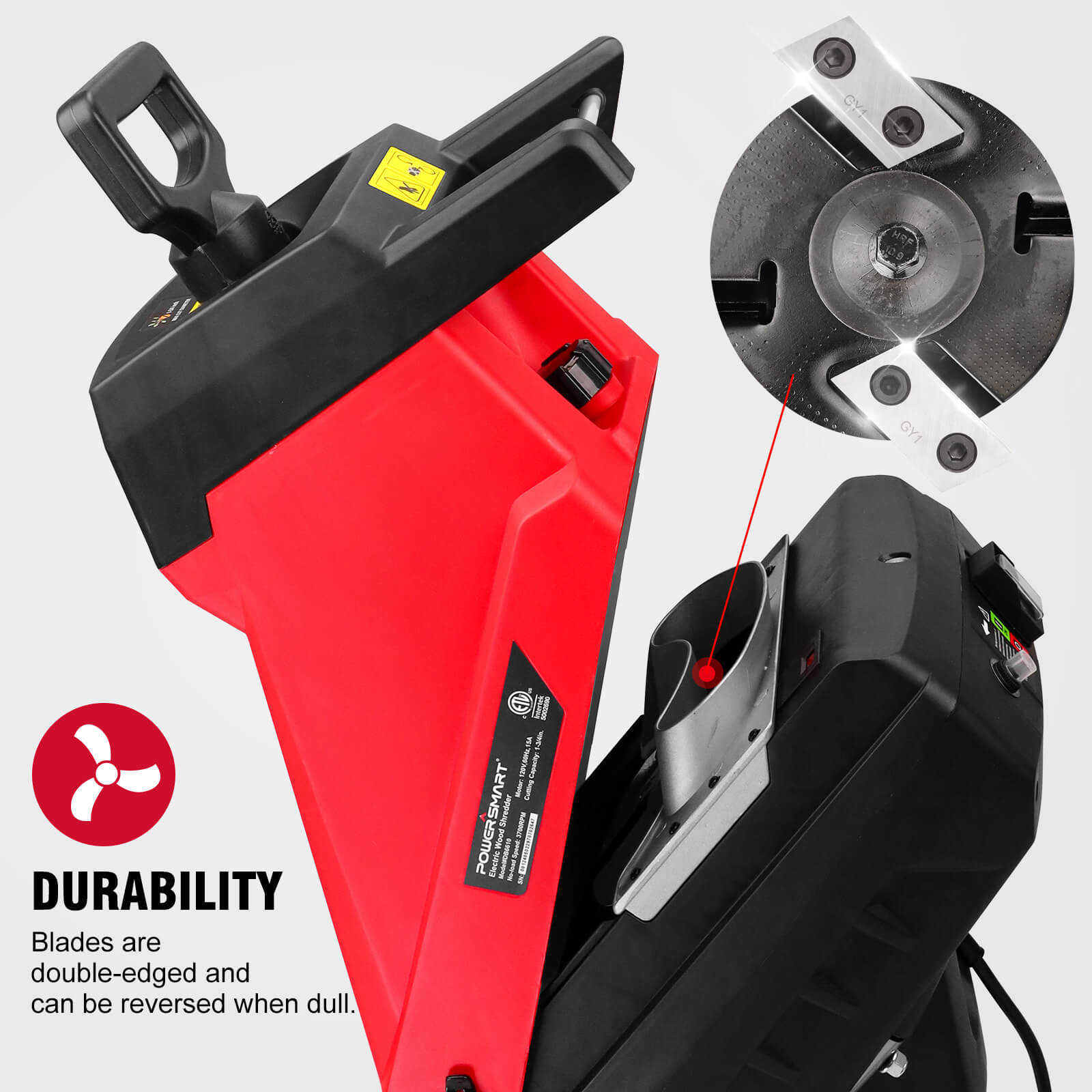 15Amp Electric Wood Chipper Leaf mulcher DB6610-W