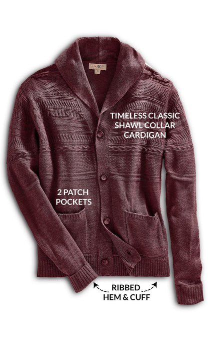 Men's Jacquard Knit Shawl Collar Cardigan Sweater