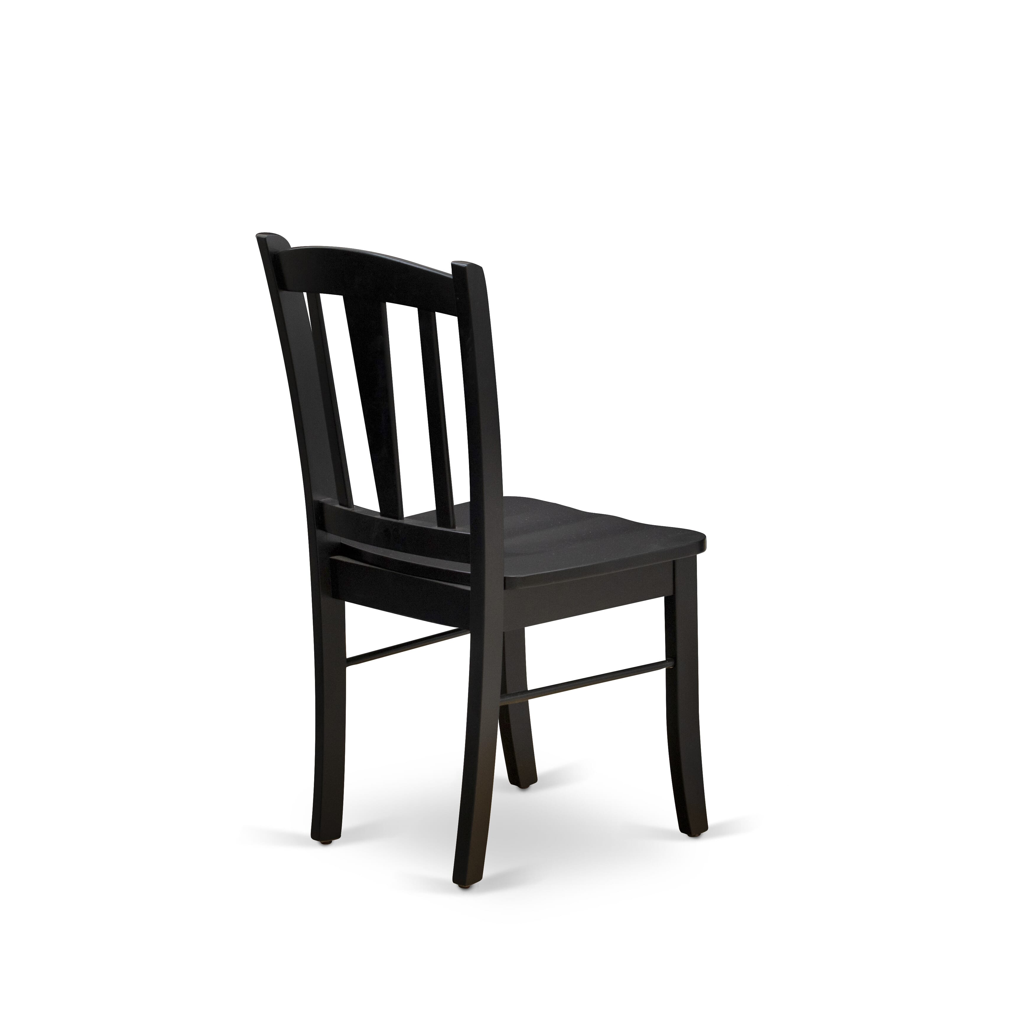 EAST WEST FURNITURE - ANDL5-BLK-W - 5-Pc Kitchen Dining Room Set- 4 Dining Chairs and Kitchen Dining Table - Wooden Seat and Slatted Chair Back (Black Finish)