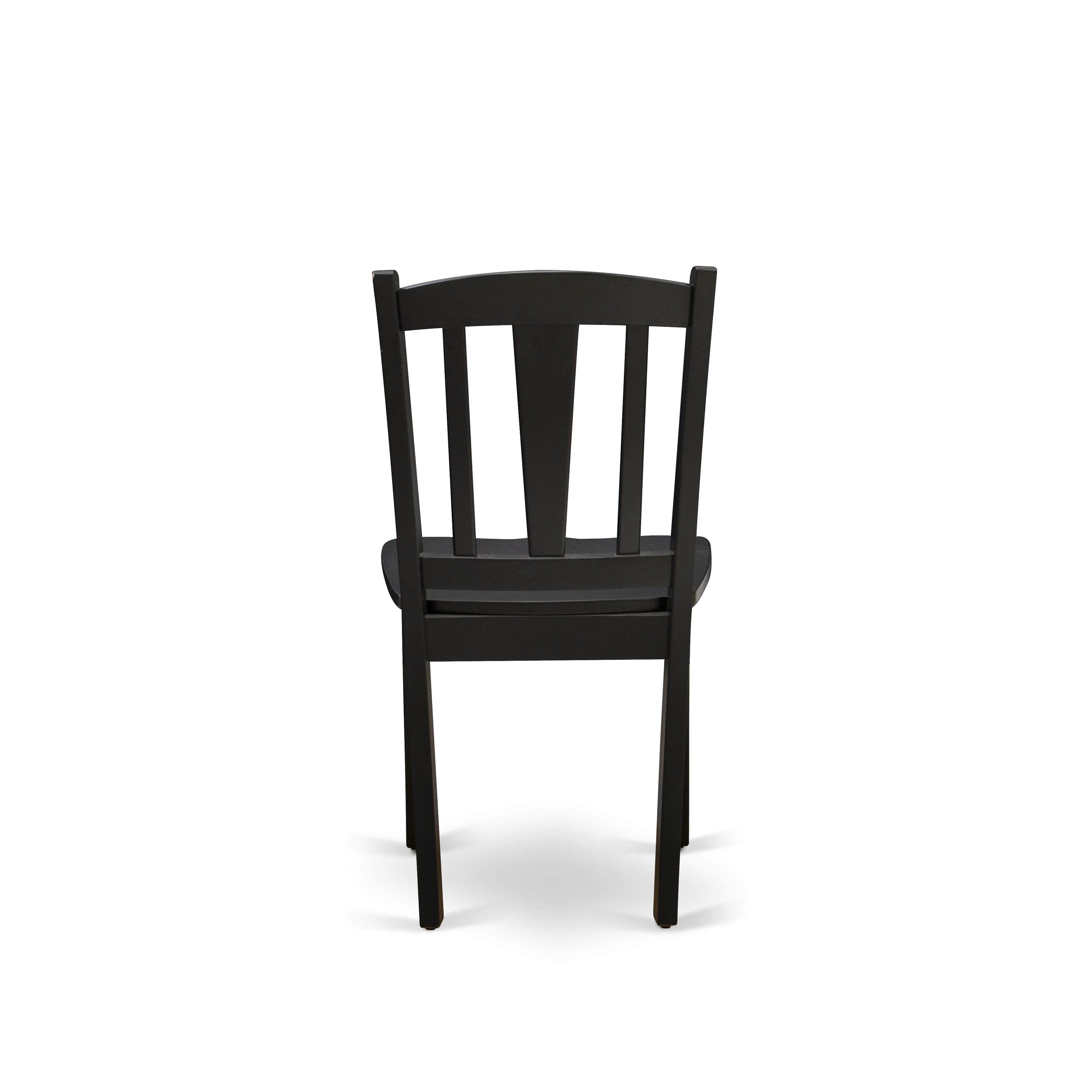 EAST WEST FURNITURE - ANDL5-BLK-W - 5-Pc Kitchen Dining Room Set- 4 Dining Chairs and Kitchen Dining Table - Wooden Seat and Slatted Chair Back (Black Finish)